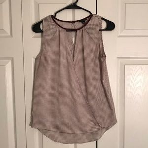 Ann Taylor White and Maroon sleeveless top!